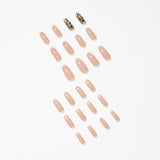 Patch de unha rosa nude com diamante completo, produto finalizado, unhas de pressão, fornecimento direto ｜ 365nails