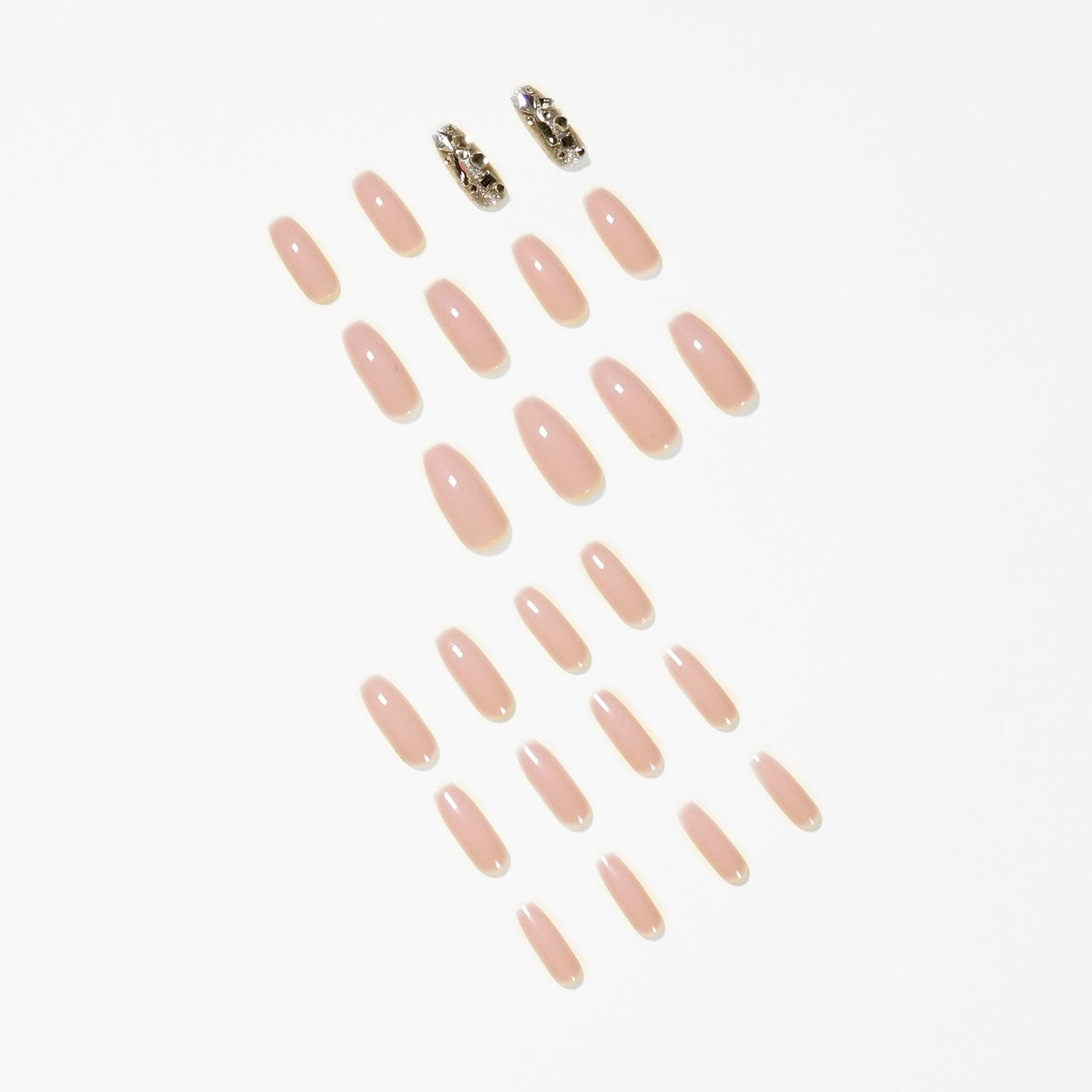 Patch de unha rosa nude com diamante completo, produto finalizado, unhas de pressão, fornecimento direto ｜ 365nails