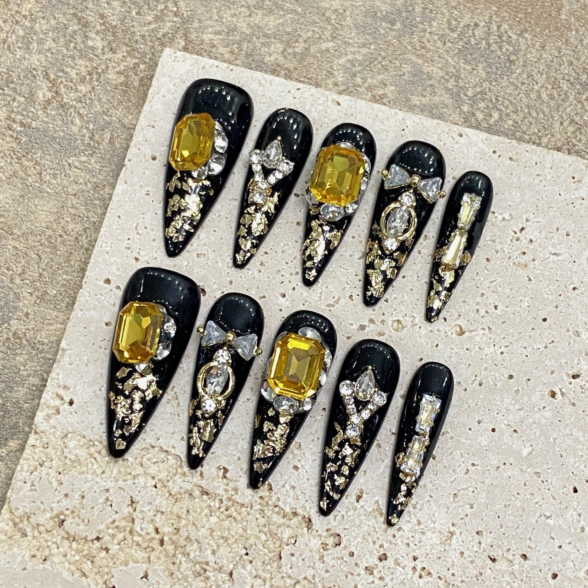 [Fãs de ouro bêbados de papel] Unhas artesanais puras com zircônia incrustada de cobre K9 joias de diamante Seiko manicure de alto luxo para indústria pesada | 365nails