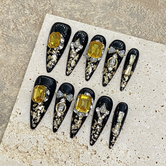 [Paper drunk gold fans] Pure handmade nails copper inlaid zircon K9 diamond jewelry Seiko high-luxury heavy industry manicure | 365nails