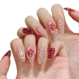Red Floral Gradient Short Press On Nails Set