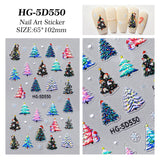Original Christmas snowman manicure sticker 5D relief three-dimensional colored Christmas tree DIY nail sticker jewelry HG model