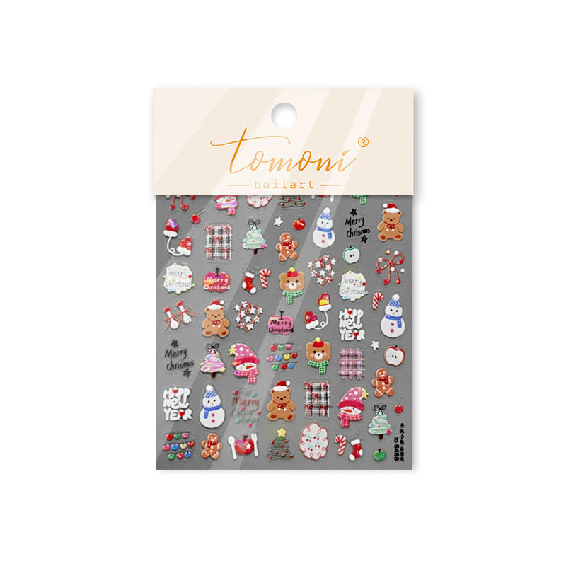 Christmas Sweet Party – Festive Bear Nail Art Stickers