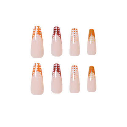 French manicure coffee color matching false nail polka dot series  false nail  direct supply｜365nails
