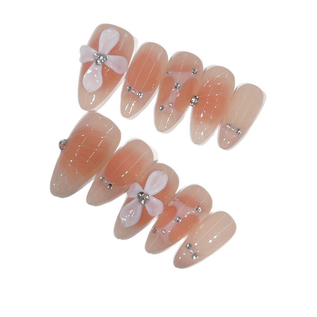 Y2K Punk Floral Series: "Peach Blossom Punk" – Almond Handmade Press-on Nails