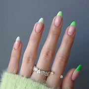 綠色法式成品穿戴甲（可拆卸）｜365nails