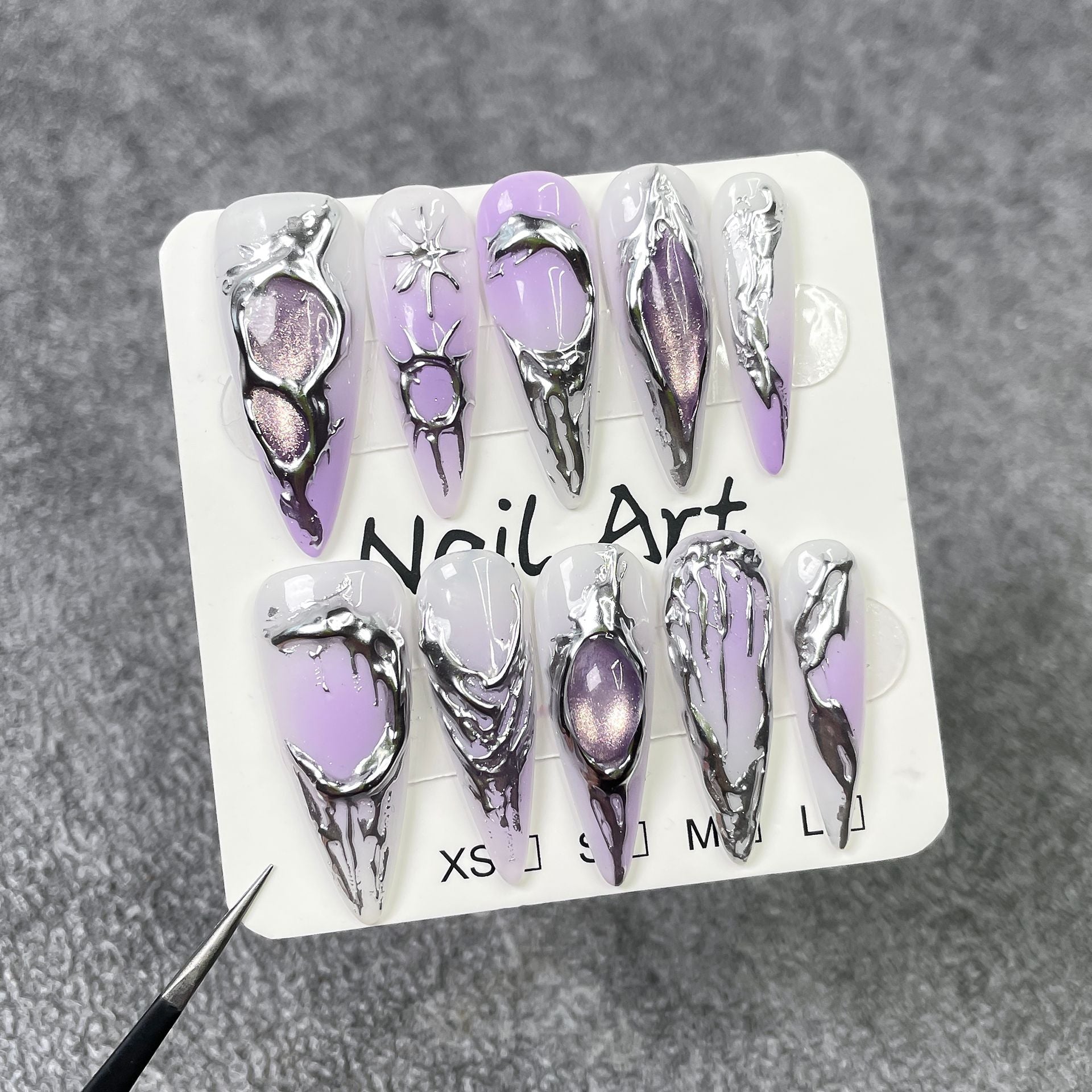 Chrome Galaxy Aura Series Press-On Nails