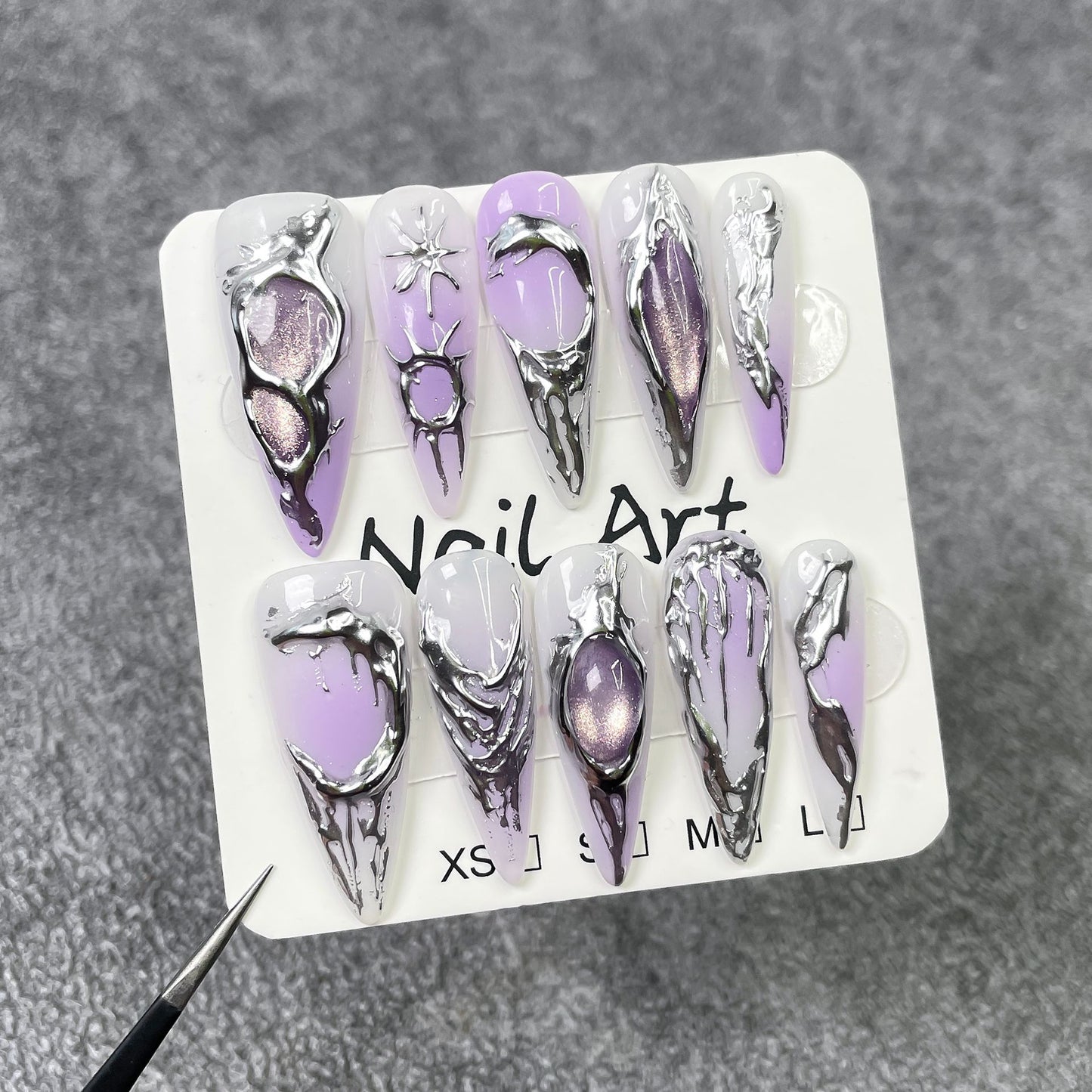 Chrome Galaxy Aura Series Press-On Nails