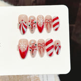 Christmas Candy Bow Snowflake Press On Nails