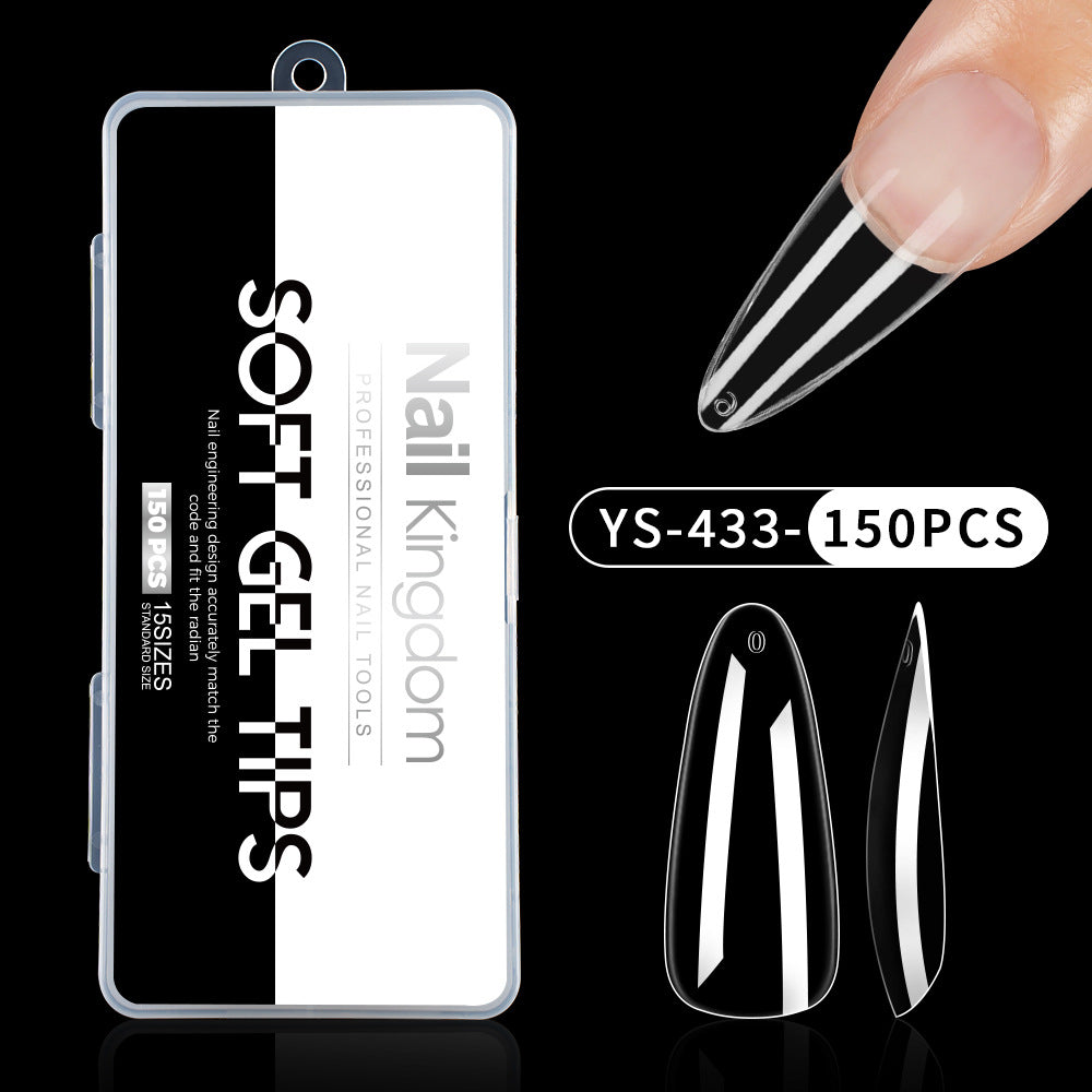 Nail Tips Full number of special nail pads for nail salons, transparent and seamless 150 pcs, boxed press on nails pads, almond trapezoidal fake nails.