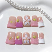 Florescer Costeiro: "Sakura de Concha" – Unhas Curtas Quadradas