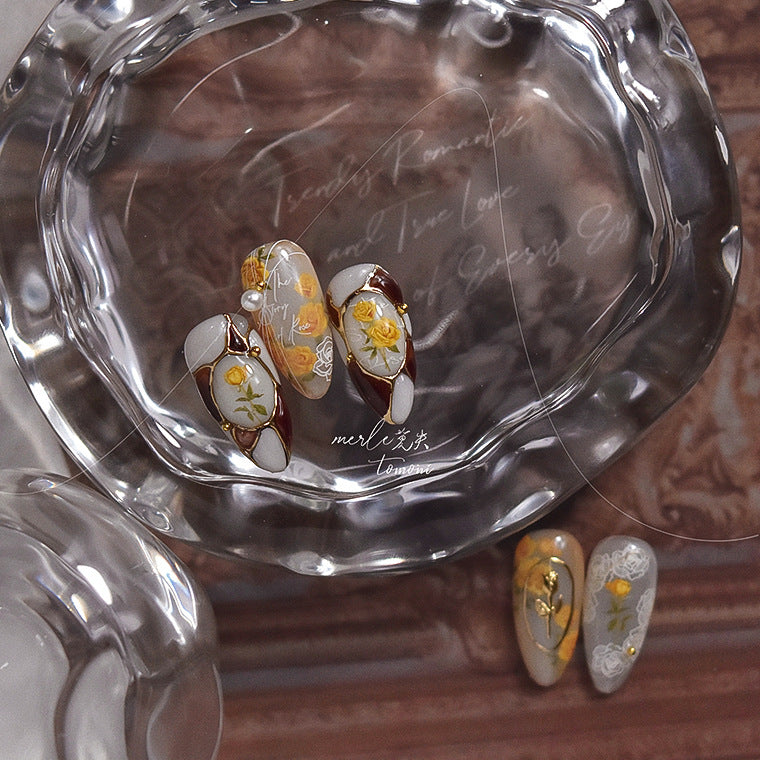 金色玫瑰花園 — 水彩花卉美甲組