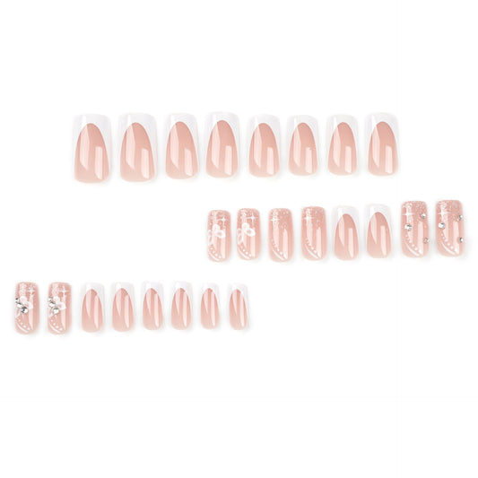 Press-on nails removable nail patch finished product flash diamond butterfly girl fake nail wholesale｜365nails