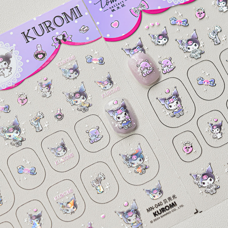 Sanrio Kuromi & Gothic Bow: "Kuromi’s Punk Kawaii" – 5D Embossed Nail Sticker