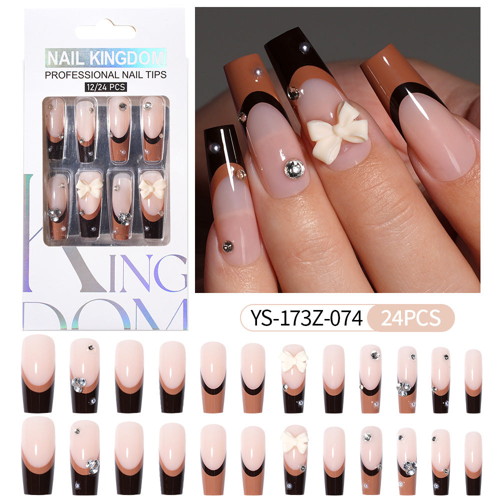 Press on nails fake nail patch extension nail Spice Girl medium rectangle removable 24 pieces with drill manicure