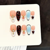 Blush Leopard Cross Accent Press On Nails
