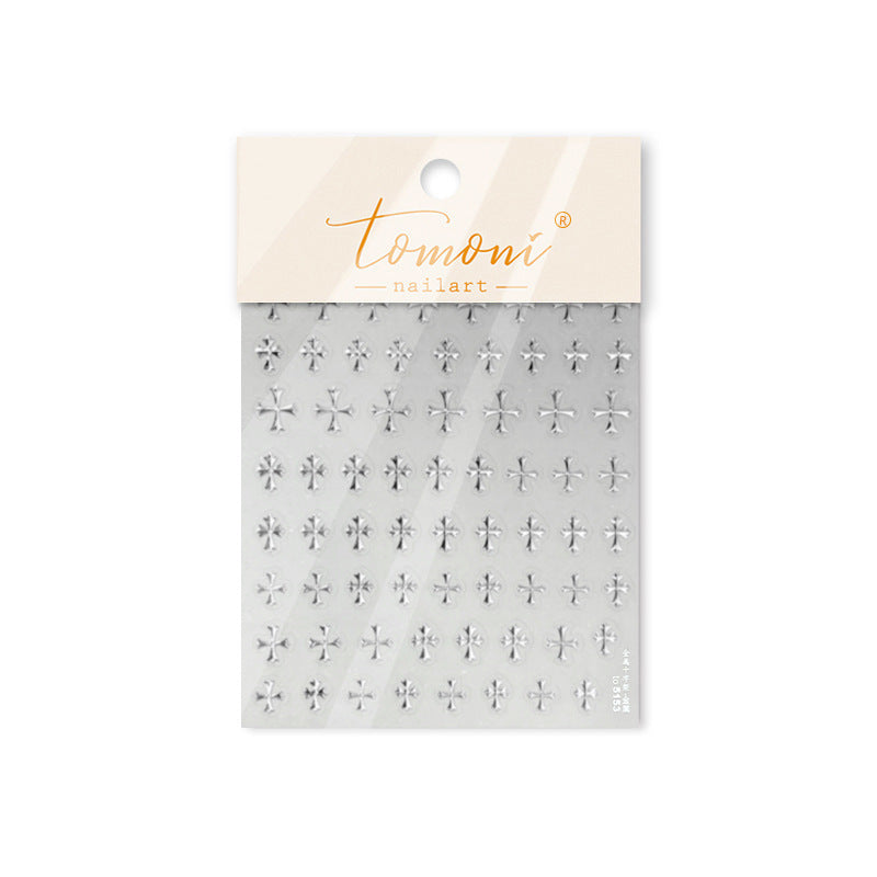 Gold Cross Collection: "Mini Gold Cross" – 3D Embossed Nail Sticker