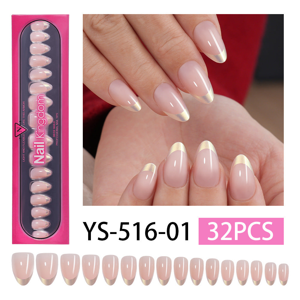 "Champagne Gold 3D Swirls" - Elegant 32Pcs Press-On Nails Set