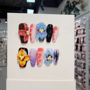 365nails: "Tropical Fusion" – 3D Floral Handmade Coffin Nails