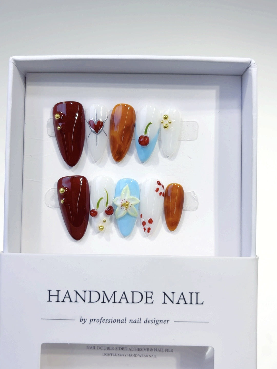 Fruitful Romance: "Cherry Amber" – Almond Press-On Nails