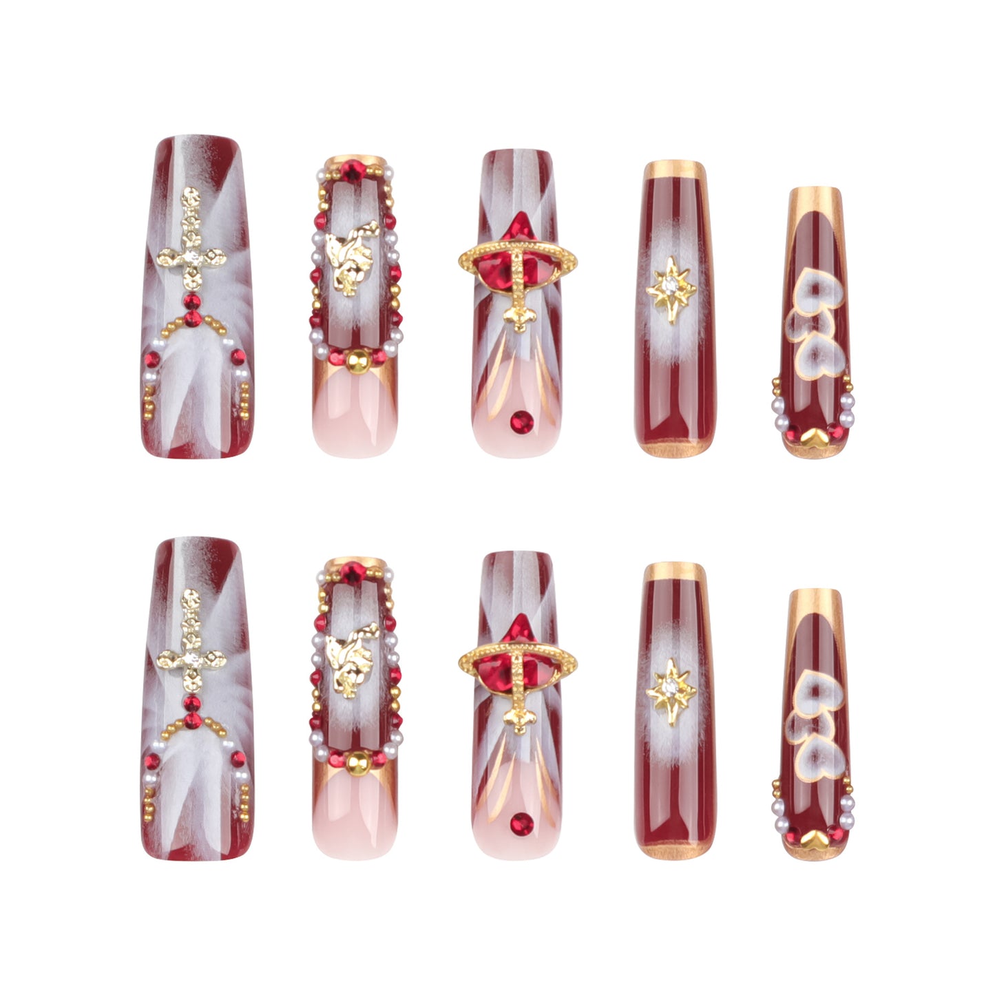 Uñas francesas con destellos explosivos de diamante, especiales para uñas artísticas, parches de uñas con gemas de amor planetario, venta al por mayor | 365nails