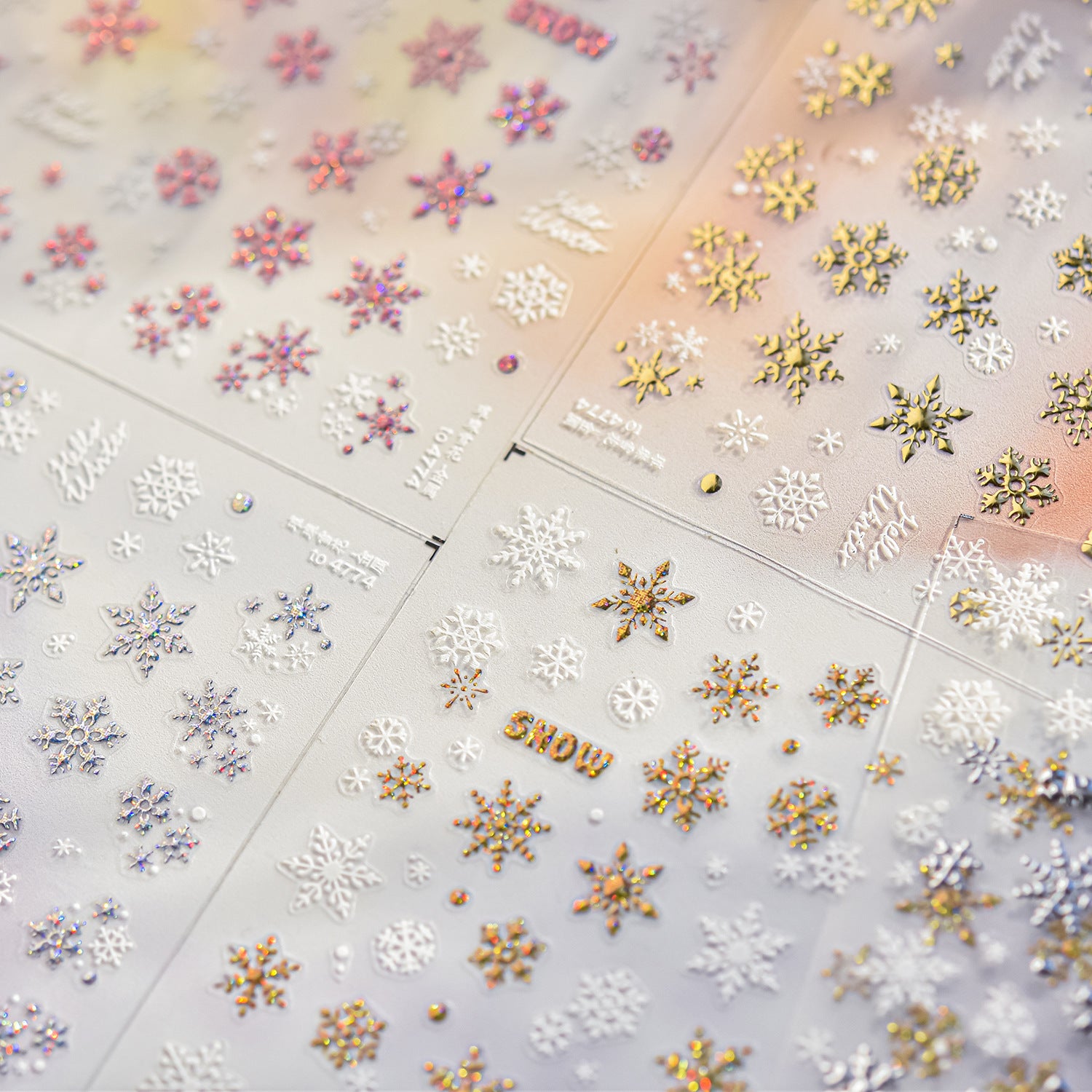 Glitter Snowflake & Winter Greeting Nail Sticker Set – "Sparkling Winter Snow"