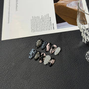 365nails: "Midnight Baroque" – 3D Lace & Cat Eye Handmade Short Almond Nails