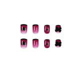 Uñas postizas con diseño de mariposa, fresa y lunares morados, prensa corta, acabado, lámina removible para uñas | 365nails