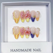 Pop Art Bloom: "Polka Dot Floral Pop" – Almond Shape Handmade Press-Ons