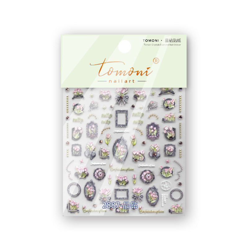 365nails: "Vintage Tulip Frame Crystal Rhinestone" – nail art stickers