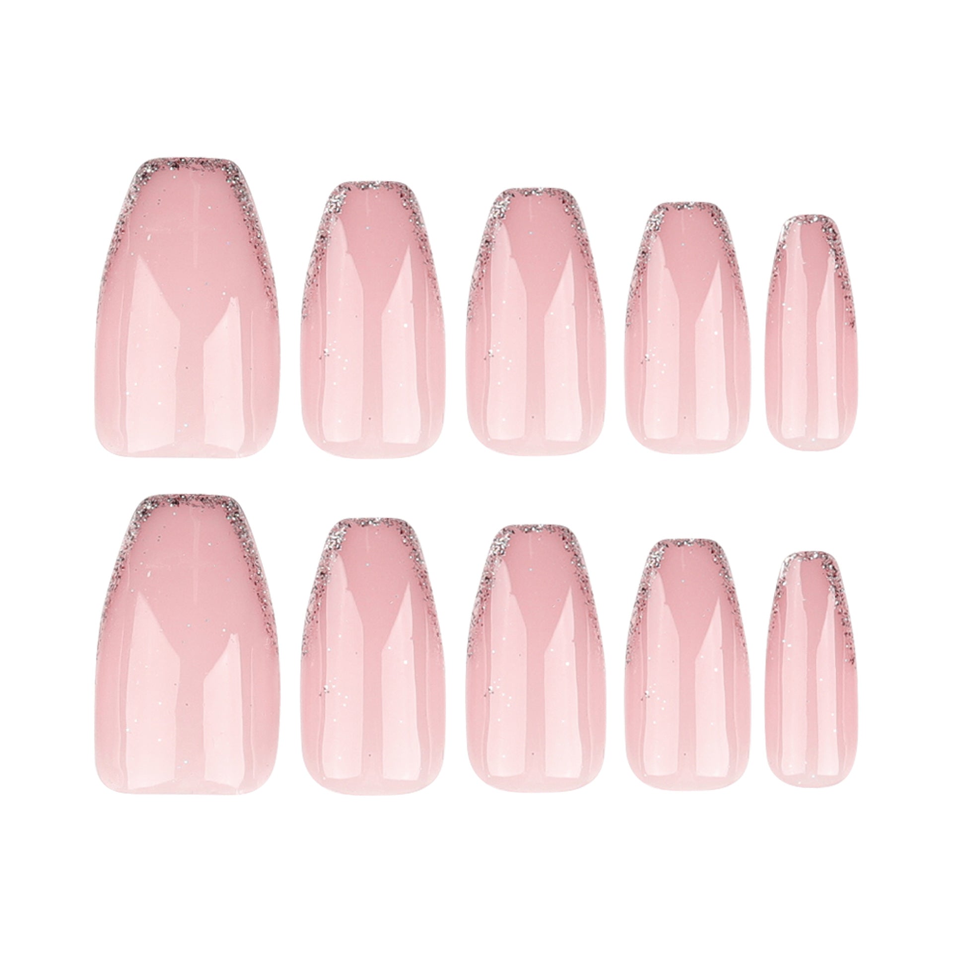 Tabletes de arte de unha com glitter francês rosa nude, para balé curto, destacáveis e vestíveis, produtos acabados no atacado ｜ 365 unhas