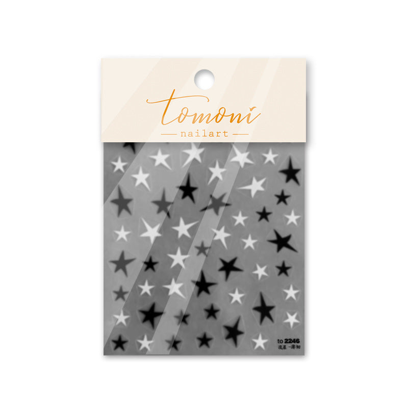 Monochrome Starry – Y2K Cool Nail Art Stickers