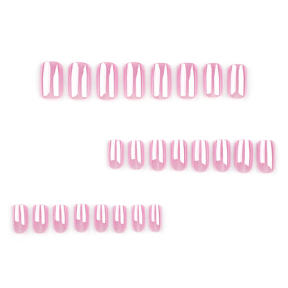 new nail art nail film coating Japanese sweet pink solid color wearing nail short rectangular nail fake nail film｜365nails