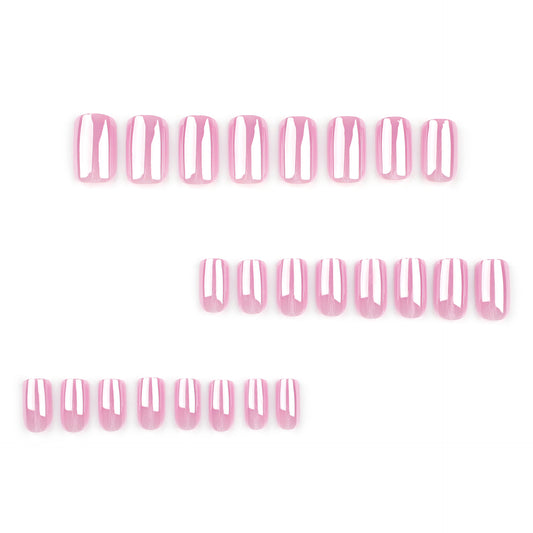 new nail art nail film coating Japanese sweet pink solid color wearing nail short rectangular nail fake nail film｜365nails