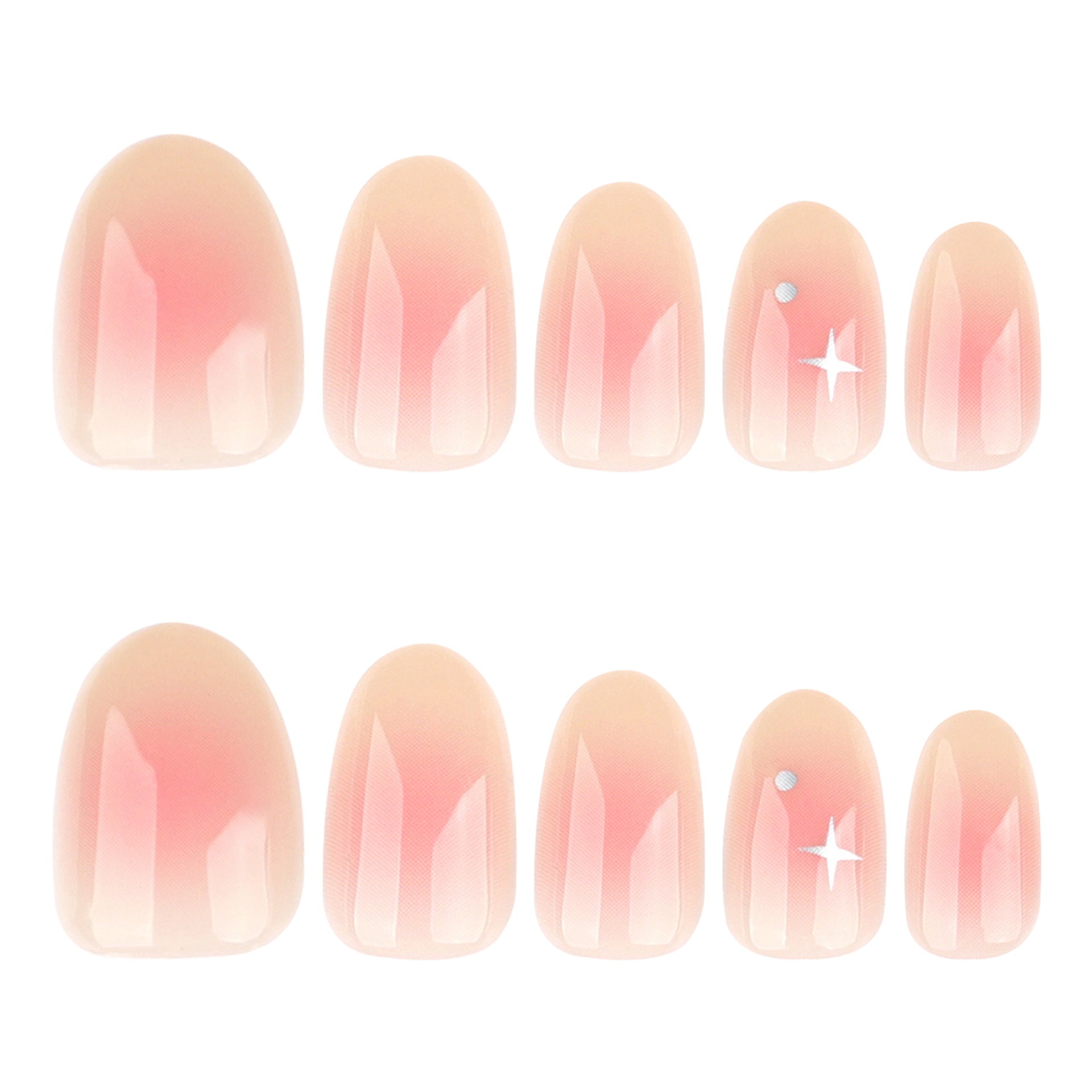 Soft Pink Gloss Nails with Subtle Silver Star Accents