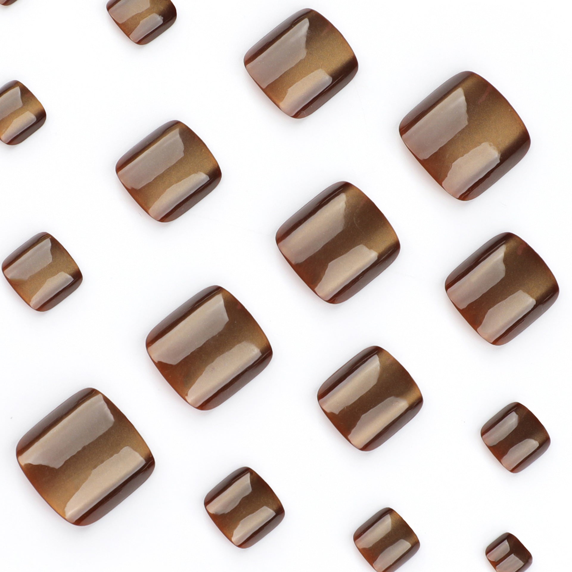 Pieza de uña para pie Maillard, estilo ojo de gato marrón, corta, cuadrada, usable, con efecto flash avanzado (365nails)