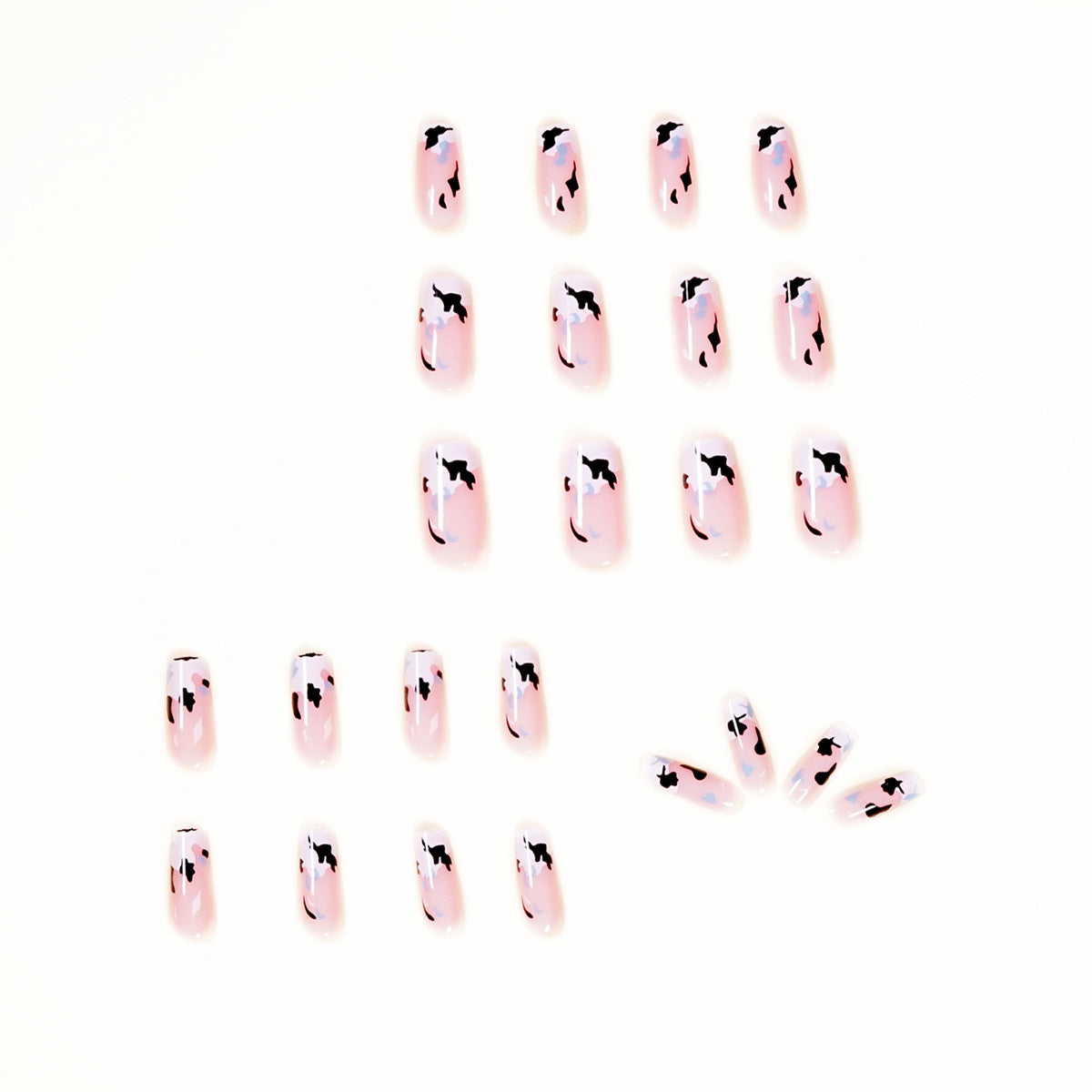 Combinação simples de cores creme azul e branco, pressione para aplicar unhas postiças acabadas, peça removível para unhas ｜ 365nails