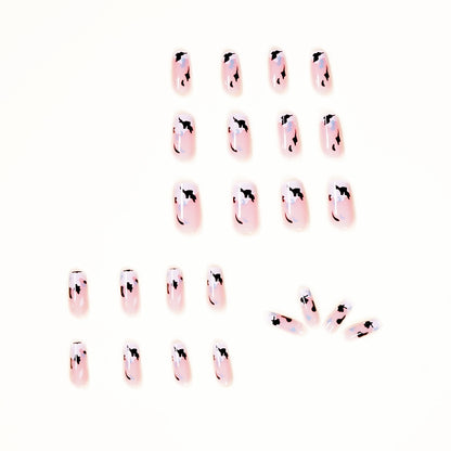 Simple cream blue and white color matching Press on  finished fake nail   nail  removable nail piece｜365nails