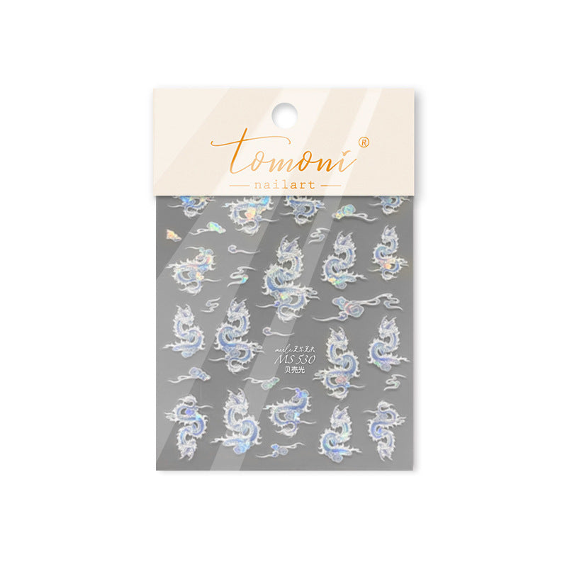 nail stickers Iridescent Dragon Nail Stickers – 5D Embossed Mystic Dragon Set