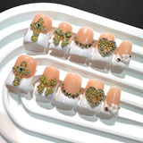 White Gold Cross Heart Press On Nails