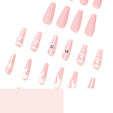 Wear nail pads Elk Christmas fake nails Pink white contrasting rhinestone nail pads Wholesale nail pads｜365nails