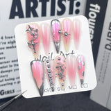 Handmade Press-on Nails spray gun blush nail Europe and America sweet cool metal irregular shape wearable nail sticker wholesale｜365nails