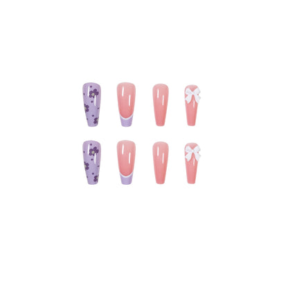 Ice-permeable taro flower French  art finished  nail art patch removable nail wear ｜365nails