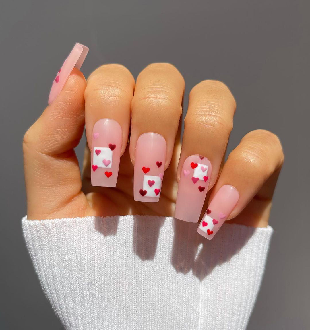 Taoxin series square sweetheart brand Press on nails Valentine's Day  temperament  piece finished  piece, removable｜365nails