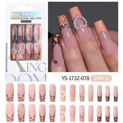 Press on nails fake nail patch extension nail Spice Girl medium rectangle removable 24 pieces with drill manicure