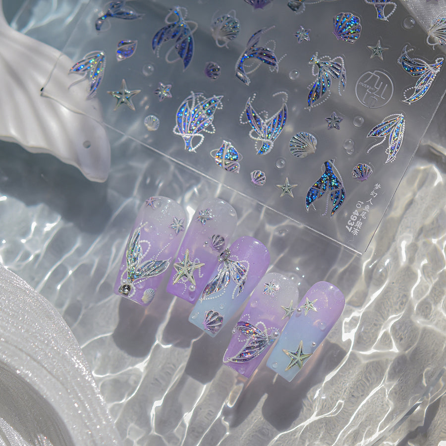 Mermaid Tail Collection: "Ocean Mermaid" – 3D Jelly Nail Sticker