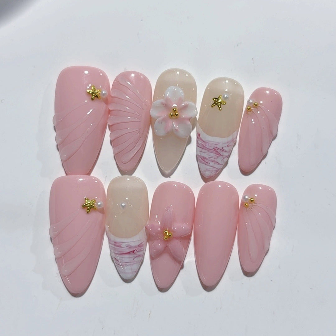 Sakura Whisper: "Pétala de Cerejeira" – Unhas Postiças Amêndoas
