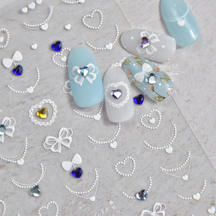 365nails: "Pearl Heart and Gem" – nail art stickers
