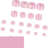 Simple French white press on nails toenail summer new foot manicure flower flash drill toenail wholesale｜365nails