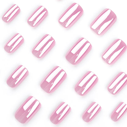 new nail art nail film coating Japanese sweet pink solid color wearing nail short rectangular nail fake nail film｜365nails